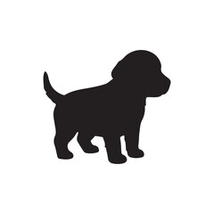 Puppy dog silhouette vector flat illustration design one white background