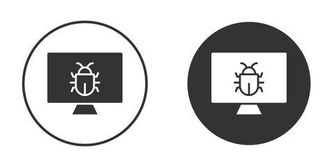 Computer bug icons concept in solid versions. Flat design style.