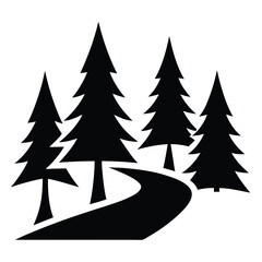 Obraz premium forest trees and path vector icon