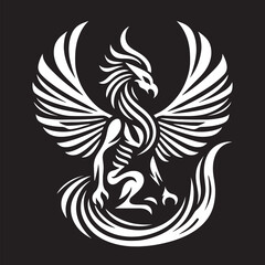 phoenix Eagle in the form of a tattoo on a black background