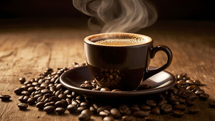 cup of coffee and beans