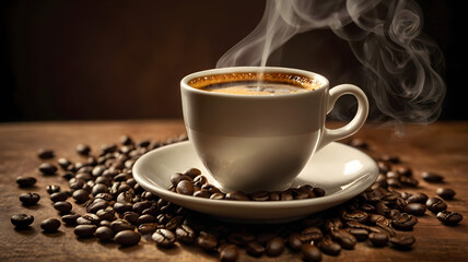 cup of coffee and beans