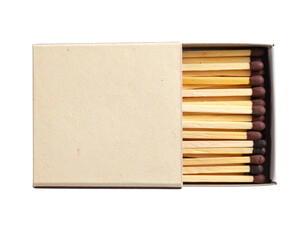  “Burnt and Unused Matches in Open Box, isolated on transparent background”.