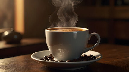 cup of coffee and beans