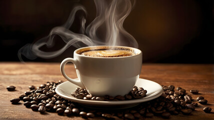 cup of coffee and beans