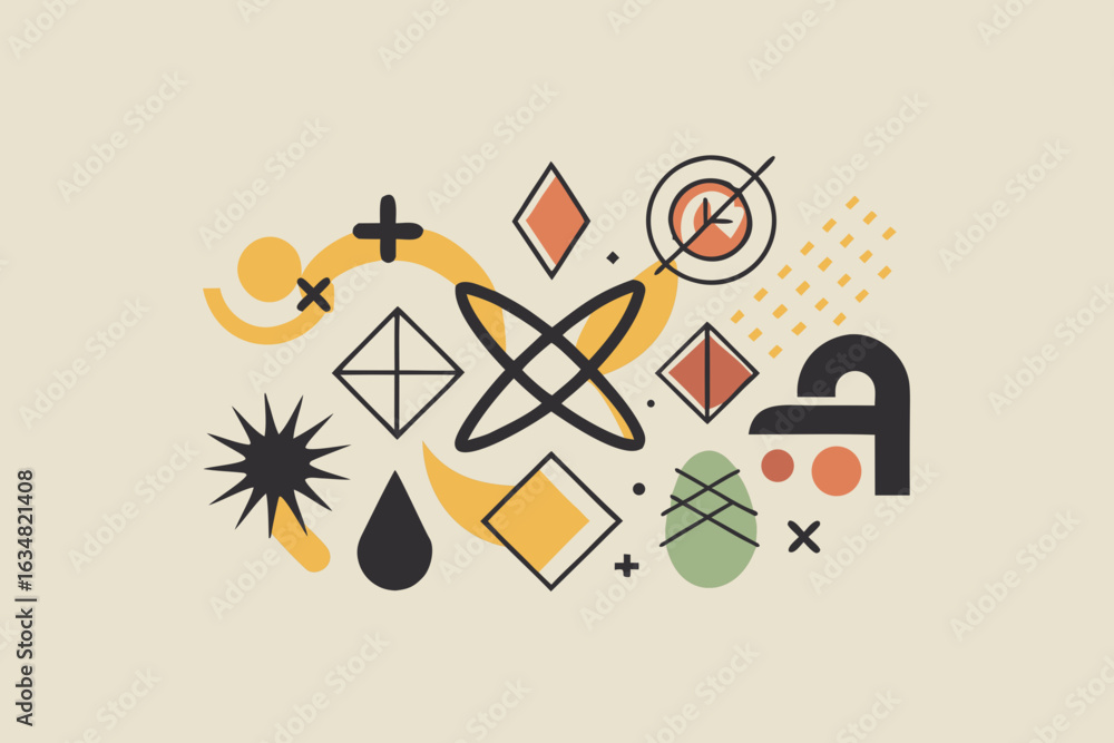 Fototapete vibrant geometric abstract pattern with organic shapes and modern design elements creating a dynamic