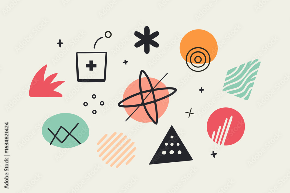 Poster vibrant abstract shapes and patterns create a modern, playful, and dynamic visual for graphic design