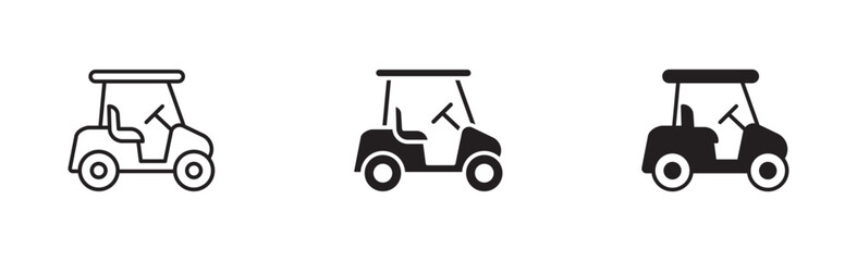 Fototapeta premium Golf car icon set in outline and silhouette style , vector illustration .