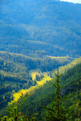 mountain landscape with lake and mountains