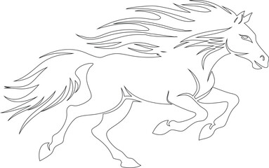 Elegant Line Art of a Galloping Horse