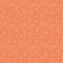Naklejka premium Seamless dog and bone pattern vector background