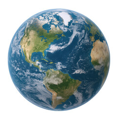 Vibrant Planet Earth Depicting North and South America with Detailed Cloud Formations Against a Void