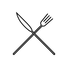 fork and knife crossed icon vector