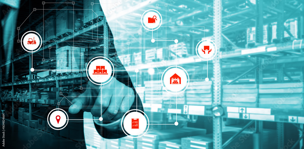 Poster smart warehouse management system with innovative internet of things technology to identify package 