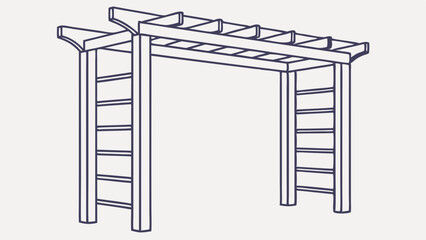 Vector illustration of a wooden pergola design for outdoor landscaping and garden decoration projects
