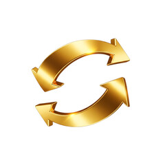 Golden Arrows Recirculation Symbol on Black Background Business Process and Workflow Optimization Concepts with Shiny Arrows
