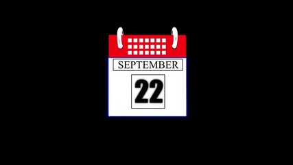 September Month 22 date calendar icon animation. Flat calendar icon monthly, important date, meeting date, Simple calendar with date concept. calendar with date concept background.