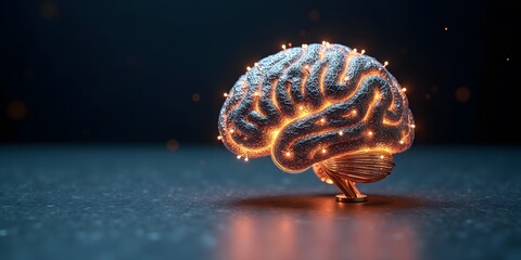 Artificial Intelligence Brain Sculpture Made of Wires and LEDs