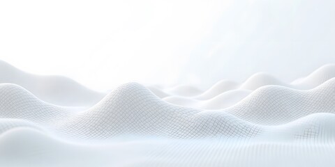 abstract render of wave-like digital landscape in white, for AI, software, or innovation themes