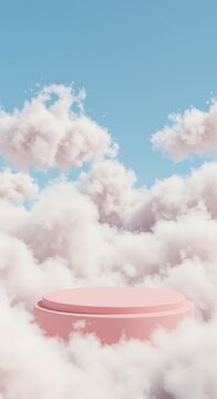 stylish elegant modern detailed professional high quality Cloudy Sky with Pink Platform A Dreamy Atmosphere