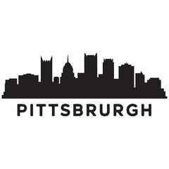 Fototapeta premium Pittsburgh Pennsylvania skyline silhouette. Black Pittsburgh city. Vector black silhouette. with white background