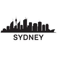 Naklejka premium Sydney skyline silhouette. Black Sydney city. Vector Black Silhouette. With Inspirational Background