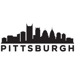 Fototapeta premium Pittsburgh Pennsylvania skyline silhouette. Black Pittsburgh city. Vector black silhouette. with white background
