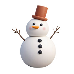Charming 3D Snowman Illustration: A Whimsical Winter Holiday Celebration Image