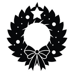christmas door wreath vector icon