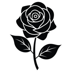simple rose with leaves vector icon
