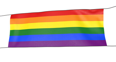 Rainbow Flag: A vibrant rainbow flag, a powerful symbol of acceptance, diversity, and unity, hangs proudly. Illustrating hope and solidarity for equality.