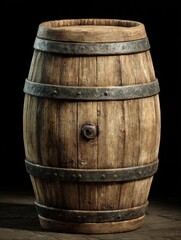 Obraz premium aged wooden barrel rustic charm and timeless appeal a weathered oak barrel bound with iron hoops stands as a symbol of tradition and craftsmanship perfect for projects related to winemaking