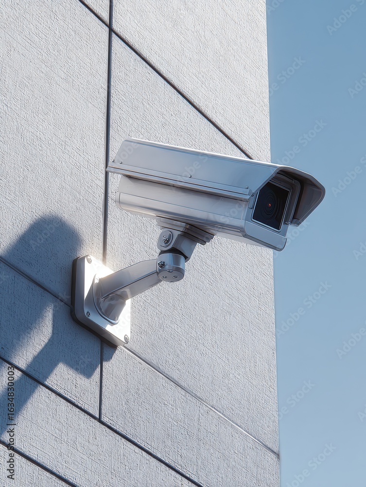 Poster modern security camera on building wall generative ai image