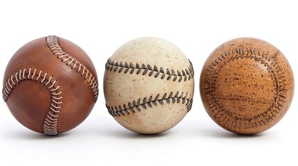 Three vintage baseballs showcase classic sports equipment and nostalgic charm