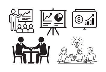 Business Presentation, Meeting and Collaboration Icons