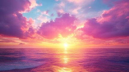 Fototapeta premium Vibrant sunset over a tranquil ocean