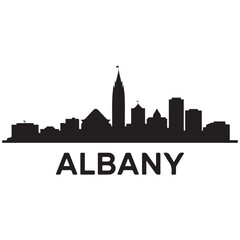 Obraz premium Albany city skyline. Black cityscape. Vector black silhouette. with white background