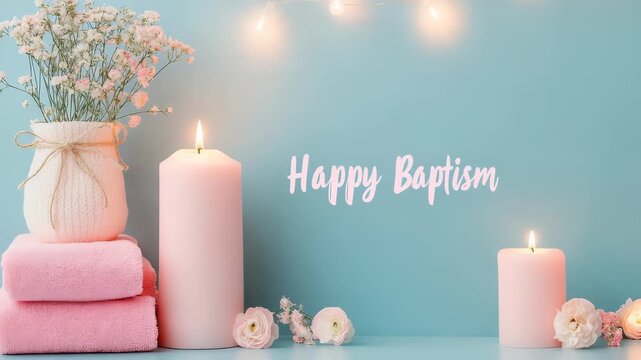 Radiant christening video: sacred joy, pure emotion, spiritual birth, hopeful energy, tranquil celebration, holy rite, inspiring note, blissful symbol, serene imagery, heartfelt inscription.