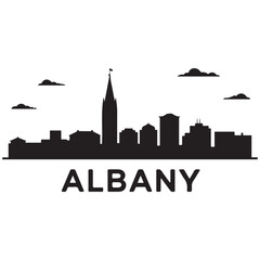 Fototapeta premium Albany city skyline. Black cityscape. Vector black silhouette. with white background
