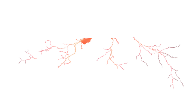 Lightning strikes in red against a black sky png, transparent, white background, ai generated, 