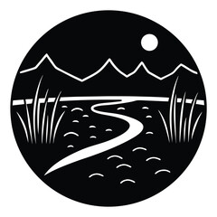 river delta wetland vector icon