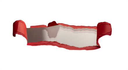 Torn red paper revealing a white background space png, transparent, white background, ai generated, 
