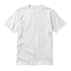 A plain white t-shirt displayed against a clean, neutral backdrop, perfect for casual wear or customization.