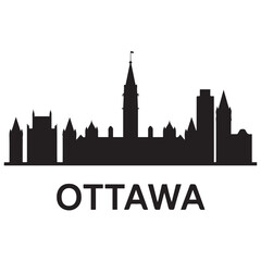 Obraz premium Vector Ottawa skyline. Travel Ottawa famous landmarks. Business and tourism concept for presentation, banner, web site. Vector black silhouette. with white background.