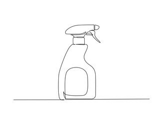 Water sprayer in single outline illustration. Continuous line art drawing of hand spray for disperse liquids.