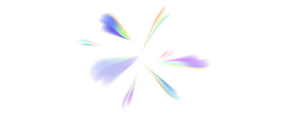 Set of rainbow light flares, reflection effect, falling confetti. Light rainbow lights with transparent effect, sparkling prism, stripe overlay, vector, png.	
