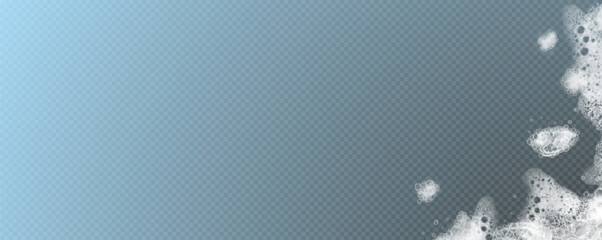 This vector template shows a bath foam with shampoo bubbles isolated on a transparent background. It can be used for advertising purposes. Mousse bath foam.