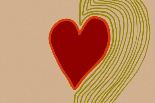 Heart shape with abstract contour and wavy lines design