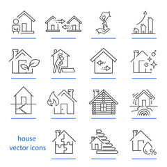 Fototapeta premium house simple symbols, private home icons, house icon set, linear vector illustration, outline editable stroke