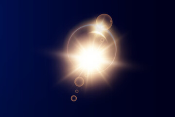 Set of realistic vector gold stars png. Set of vector suns png. Golden flares with highlights.	
